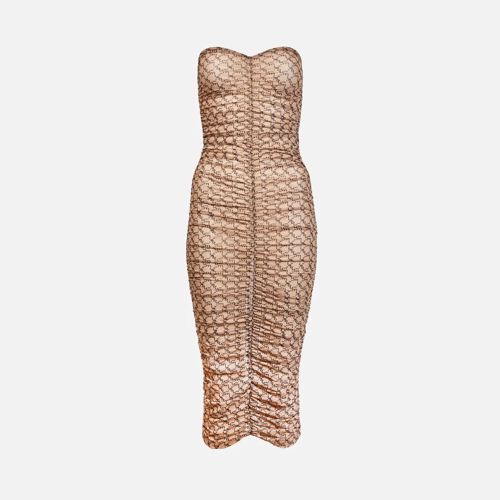 Miaou Renzo Dress in Nude Monogram